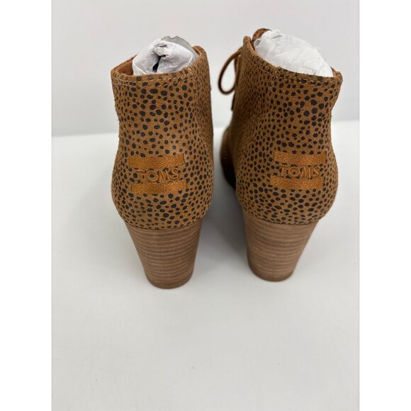 Toms Kala Suede Leather Cheetah Animal Print Wedge Ankle Bootie Boot Tan 10 NEW - Picture 5 of 7
